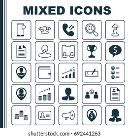 Management Icons Set. Collection Of Talking, Location, Deal And Other Elements. Also Includes Symbols Such As Dollar, Speaker, Check.