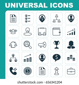 Management Icons Set. Collection Of Team Structure, Tournament, Cellular Data And Other Elements. Also Includes Symbols Such As Tree, Trophy, User.