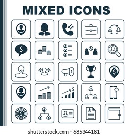 Management Icons Set. Collection Of Wallet, Curriculum Vitae, Deal And Other Elements. Also Includes Symbols Such As Coins, Call, Anonymous.