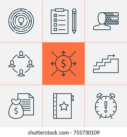 Management Icons Set. Includes Icons Such As Money, Warranty, Report And Other.