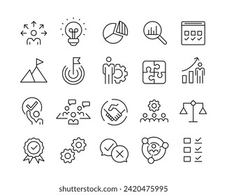 Management Icons - Vector Line. Editable Stroke.