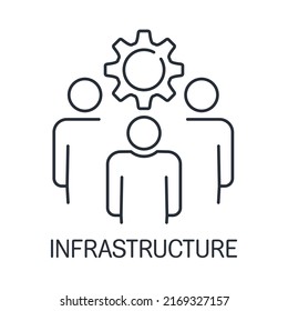 Management infrastructure. Job responsibilities. Vector linear icon isolated on white background.