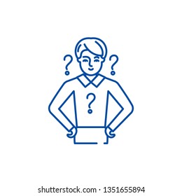 Management issues line icon concept. Management issues flat  vector symbol, sign, outline illustration.