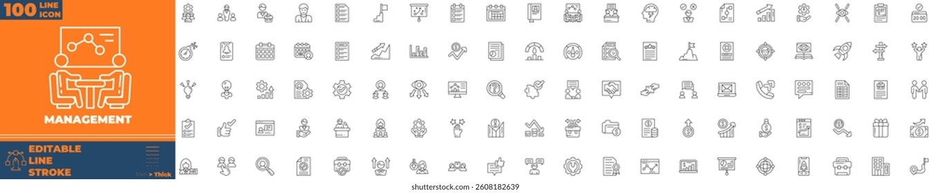 Management Line Editable Icons set. Vector illustration in modern thin line style of management icons: business, market, job, etc