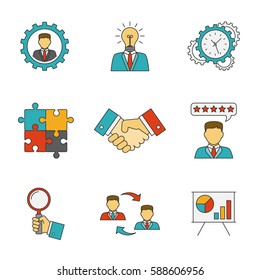 Management line flat icons