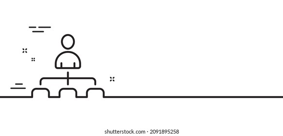 Management line icon. Business strategy sign. Development symbol. Minimal line illustration background. Management line icon pattern banner. White web template concept. Vector