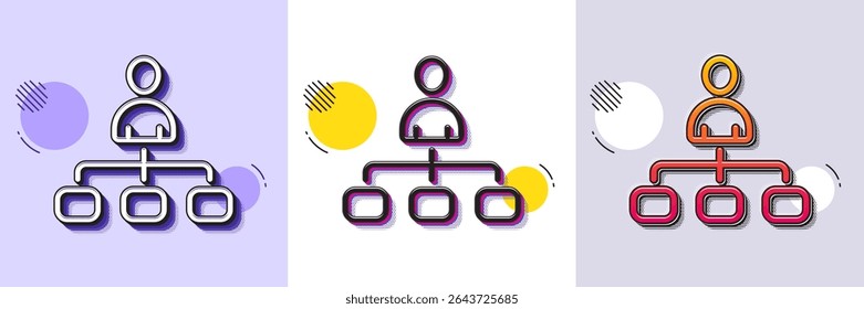 Management line icon. Halftone dotted pattern. Gradient icon with grain shadow. Business strategy sign. Development symbol. Line management icon. Various designs. Vector