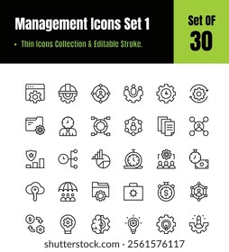 Management line Icons Collection 2 Set Of 30. Regular Icons Pack. Vector illustration eps 8