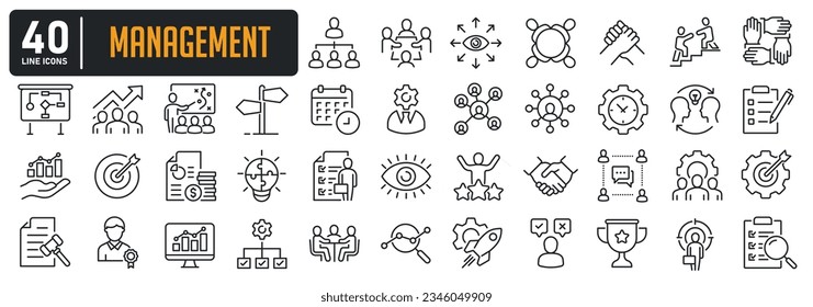 Management line icons. Editable stroke. For website marketing design, logo, app, template, ui, etc. Vector illustration.