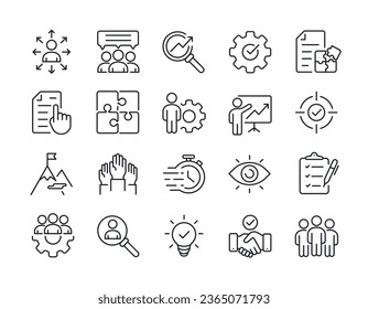 Management line icons. For website marketing design, logo, app, template, ui, etc. Vector illustration.