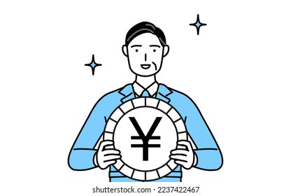 Management, managers, plant manager, a man in work wear, an image of foreign exchange gains and yen appreciation