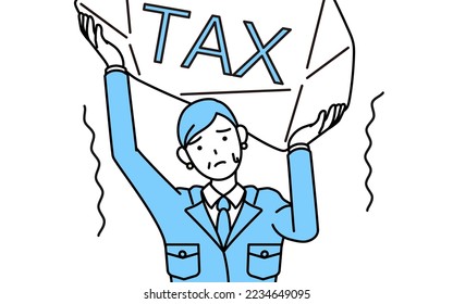 Management, managers, plant manager, a senior woman in work wear suffering from tax increases