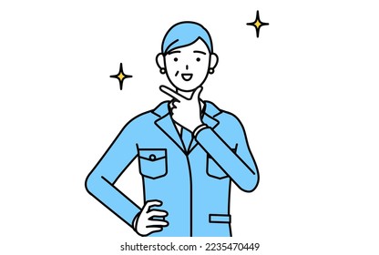 Management, managers, plant manager, a senior woman in work wear in a confident pose.