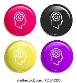 Management multi color glossy badge icon set. Realistic shiny badge icon or logo mockup