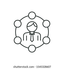 management network - minimal line web icon. simple vector illustration. concept for infographic, website or app.