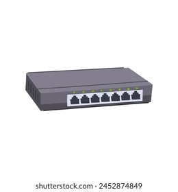 management network switch cartoon. configuration performance, security poe, gigabit stack management network switch sign. isolated symbol vector illustration