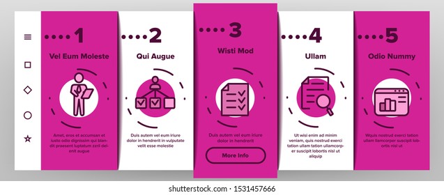 Management Onboarding Mobile App Page Screen Vector Thin Line. Business Planning And Presentation, Management Staff And Project Concept Linear Pictograms. Color Contour Illustrations