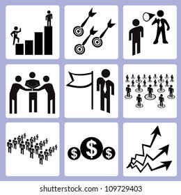 management, organization icon set
