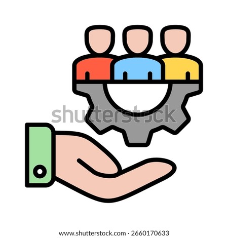 Management outline color icon vector illustration