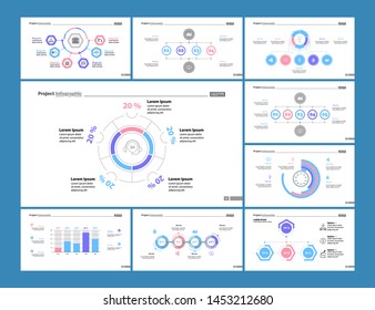 Management process, bar, flow and percentage charts. Business and finance concept. Infographic design set can be used for workflow layout, diagram, annual report, presentation, web design.