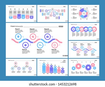 Management Process, Pie, Bar And Flow Charts. Business And Finance Concept. Infographic Design Set Can Be Used For Workflow Layout, Diagram, Annual Report, Presentation, Web Design.