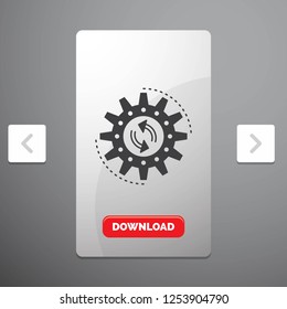 management, process, production, task, work Glyph Icon in Carousal Pagination Slider Design & Red Download Button