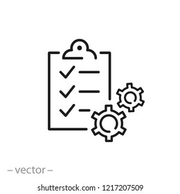 Management Project Icon, Business Document Linear Sign On White Background - Editable Vector Illustration Eps10