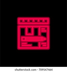 Management red glowing neon ui ux icon. Glowing sign logo vector