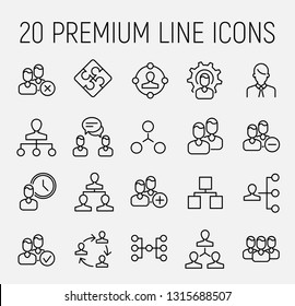 Management related vector icon set. Well-crafted sign in thin line style with editable stroke. Vector symbols isolated on a white background. Simple pictograms.