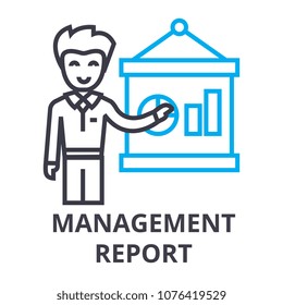 management report thin line icon, sign, symbol, illustation, linear concept, vector 