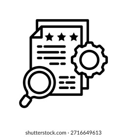 Ilustración vectorial de línea de icono de revisión de administración