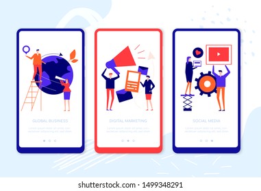 Management - set of colorful vector web pages