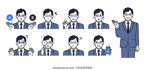 Management simple vector icon illustration set material