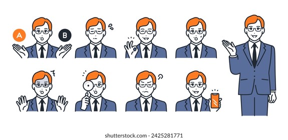 Management simple vector icon illustration set material