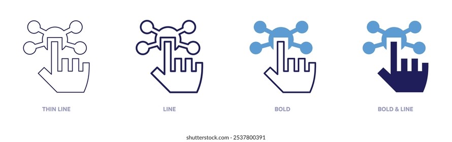 Ícone de habilidade de gerenciamento em 4 estilos diferentes. Linha fina, Linha, Negrito e Linha Negrito. Estilo duotônico. Traçado editável.