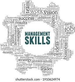 Management skills vector illustration word cloud isolated on a white background.