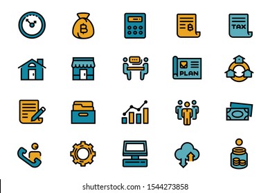 Management Small Business Or Company With Group Of People. Standard Care To Work To Progress. Line Flat Icon Color 12px.