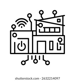 Management smart home line icon. Vector isolated element. Editable stroke.