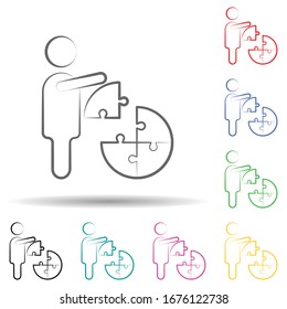 Management solution puzzle multi color set icon. Simple thin line, outline vector of business and management icons for ui and ux, website or mobile application