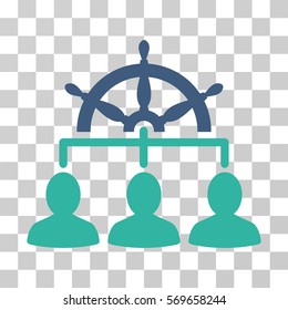 Management Steering Wheel icon. Vector illustration style is flat iconic bicolor symbol, cobalt and cyan colors, transparent background. Designed for web and software interfaces.