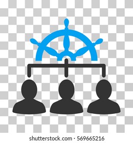 Management Steering Wheel icon. Vector illustration style is flat iconic bicolor symbol, blue and gray colors, transparent background. Designed for web and software interfaces.