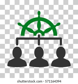 Management Steering Wheel icon. Vector illustration style is flat iconic bicolor symbol, green and gray colors, transparent background. Designed for web and software interfaces.
