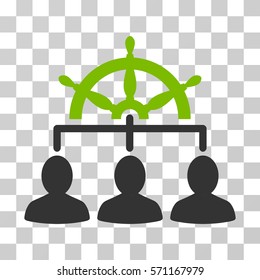 Management Steering Wheel icon. Vector illustration style is flat iconic bicolor symbol, eco green and gray colors, transparent background. Designed for web and software interfaces.