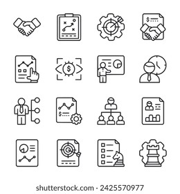 Management and strategy icon set