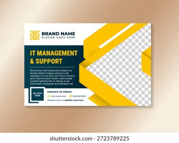 es management und unterstützung konzept horizontale webseite banner vorlage design auf abstraktem hintergrund mit verlauf moderne formen und geometrische formen. Dreiecksform für Fotoraum.