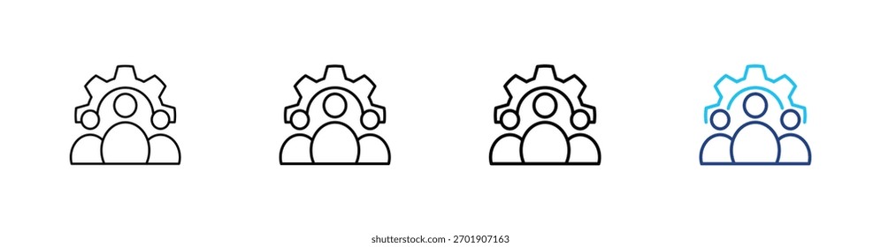 Ícone do sistema de gerenciamento definir o conceito de ilustração vetorial de estrutura de tópicos multiestilo