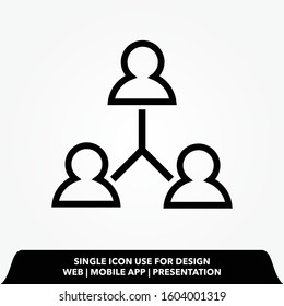 Management team hierarchy, vector best flat line icon on texture background , EPS 10