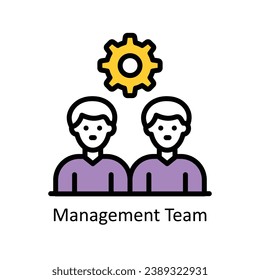 Ilustración de diseño de esquema relleno del vector del equipo de administración. Símbolo del archivo EPS 10 de fondo blanco