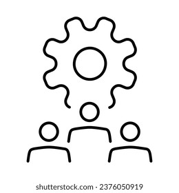 Icono de trabajo en equipo de administración. Icono simple para aplicaciones web y móviles. Negocio gráfico de línea vectorial y señal de línea plana social aislada en blanco.