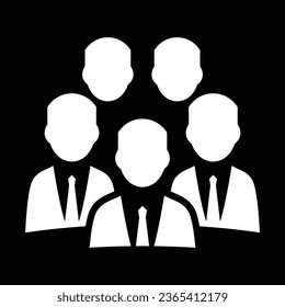 Das Management- und Teamwork-Symbol. Team und Gruppe, Teamwork, Menschen, Allianz, Management-Symbol. Benutzeroberfläche. Web. Logo. Unterschreiben. Flaches Design. App. Stock-Vektorgrafik